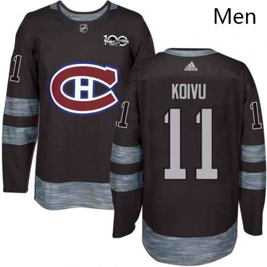 Mens Adidas Montreal Canadiens 11 Saku Koivu Authentic Black 1917 2017 100th Anniversary NHL Jersey